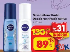 NİVEA MEN/KADIN DEODORANT FRESH ACTİVE 75 ML NİVEA MEN/KADIN DEODORANT FRESH ACTİVE 75 ML